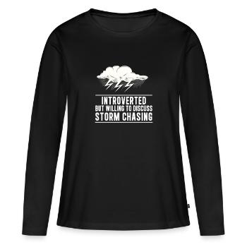 Introverti mais prêt à discuter de Funny Storm - T-shirt manches longues Premium bio Femme - noir - Devant - Julia (174cm)