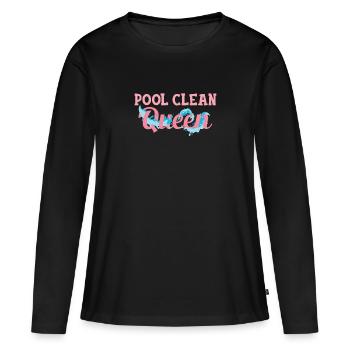 Pool Clean Queen Funny Pool Guy Service de piscine - T-shirt manches longues Premium bio Femme - noir - Devant - Julia (174cm)