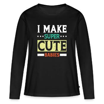 Fête des pères papa papa papa papa - T-shirt manches longues Premium bio Femme - noir - Devant - Julia (174cm)