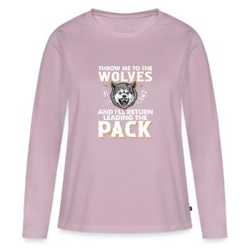 Wirf mich zu den Wölfen Bicious Wild Animal Ein - Frauen Premium Bio Langarmshirt - Altrosa - Vorne - Julia (174cm)