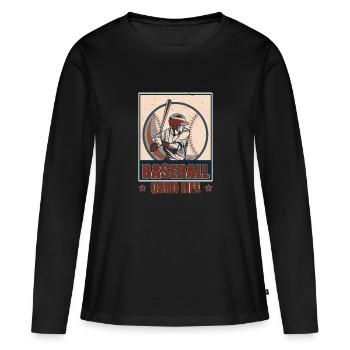 Vintage Baseball Card Life A Veteran Card - T-shirt manches longues Premium bio Femme - noir - Devant - Julia (174cm)