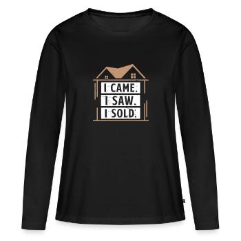 Je suis venu, j'ai vu que j'ai vendu un - T-shirt manches longues Premium bio Femme - noir - Devant - Julia (174cm)