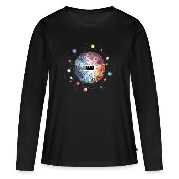 Big Bang coloré avec des planètes - Bang ! - T-shirt manches longues Premium bio Femme - noir - Devant - Julia (174cm)