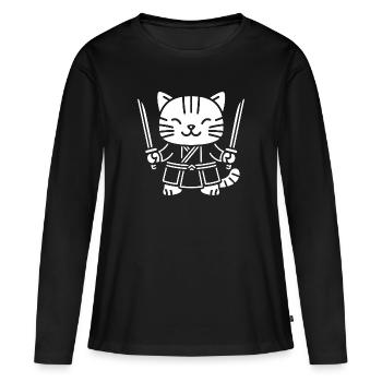 KENDO - T-shirt manches longues Premium bio Femme - noir - Devant - Julia (174cm)