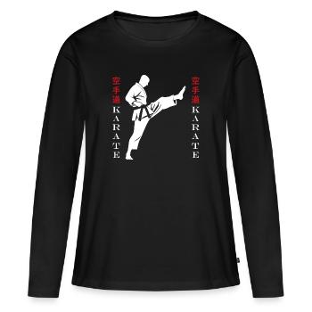 karate - T-shirt manches longues Premium bio Femme - noir - Devant - Julia (174cm)