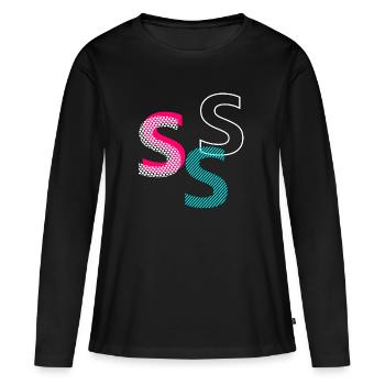 S Initiale - T-shirt manches longues Premium bio Femme - noir - Devant - Julia (174cm)