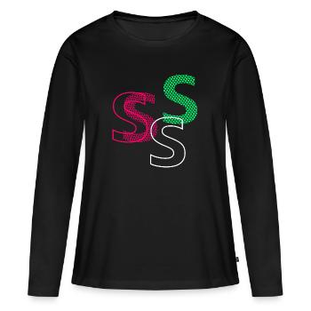 Lettre S - T-shirt manches longues Premium bio Femme - noir - Devant - Julia (174cm)
