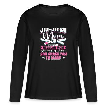 Jiu Jitsu Mom Self Defense Design - Women's Premium Organic Long Sleeve Shirt - black - Front - Julia (174cm)