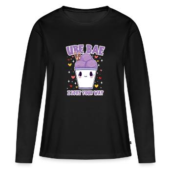 Ube Bae Sweet Love pour les amateurs de crème glacée - T-shirt manches longues Premium bio Femme - noir - Devant - Julia (174cm)
