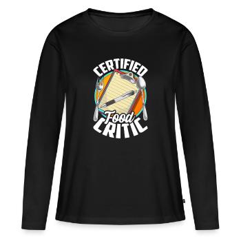 Critique de restaurant certifié Testeur de restaurant - T-shirt manches longues Premium bio Femme - noir - Devant - Julia (174cm)