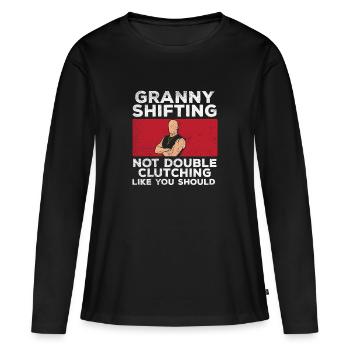 Granny Shifting – Amateur de voitures de levier de vitesses - T-shirt manches longues Premium bio Femme - noir - Devant - Julia (174cm)