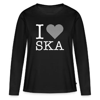 J’aime ska - ska musique garçon grossier - T-shirt manches longues Premium bio Femme - noir - Devant - Julia (174cm)
