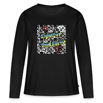 Expédition « GOOD_EARTH » - Boutique WoW - 2023 - T-shirt manches longues Premium bio Femme - noir - Devant - Julia (174cm)