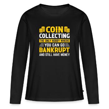 Collectionner des pièces de monnaie Collectionneurs de pièces de monnaie - T-shirt manches longues Premium bio Femme - noir - Devant - Julia (174cm)