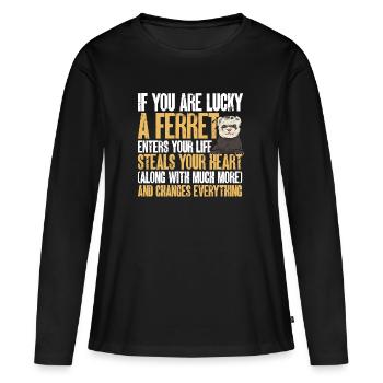 Furet, propriétaire de furet - T-shirt manches longues Premium bio Femme - noir - Devant - Julia (174cm)