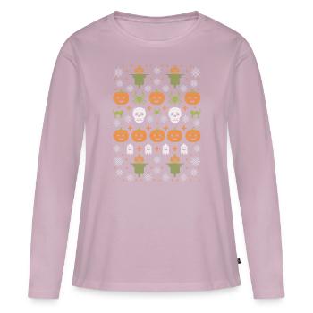 Joyeux Halloween moche - T-shirt manches longues Premium bio Femme - rose poudré - Devant - Julia (174cm)