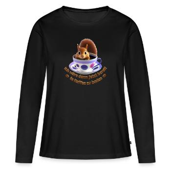 Ich wäre dann jetzt bereit in Kaffee zu baden - Frauen Premium Bio Langarmshirt - Schwarz - Vorne - Julia (174cm)