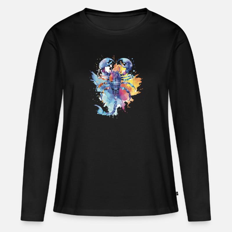 I AM ♏️ SCORPIO ♏️ - Frauen Premium Bio Langarmshirt - Schwarz