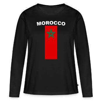 Marokko AlMaghrib Marokkanische Flagge - Frauen Premium Bio Langarmshirt - Schwarz - Vorne - Julia (174cm)