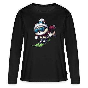 Cat Ski Skis Vacances d’hiver Sports d’hiver - T-shirt manches longues Premium bio Femme - noir - Devant - Julia (174cm)