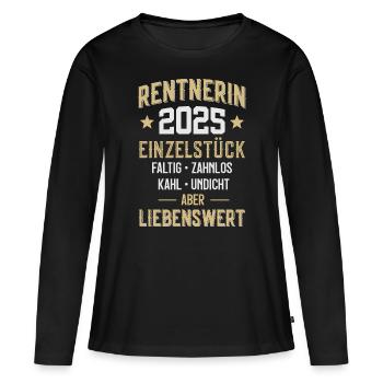 RENTE RENTNERIN 2025 - Frauen Premium Bio Langarmshirt - Schwarz - Vorne - Julia (174cm)