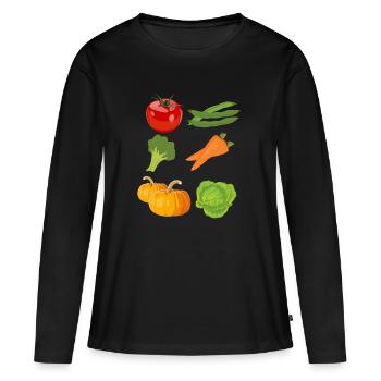 tomate tomates tomate légume vegetables7 - T-shirt manches longues Premium bio Femme - noir - Devant - Julia (174cm)