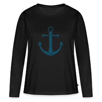 ancre - T-shirt manches longues Premium bio Femme - noir - Devant - Julia (174cm)