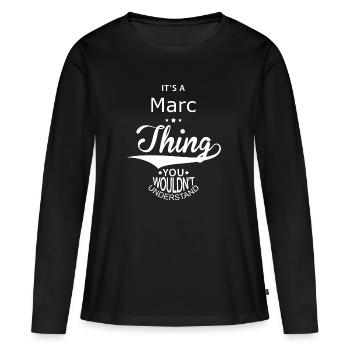 Marc - T-shirt manches longues Premium bio Femme - noir - Devant - Julia (174cm)