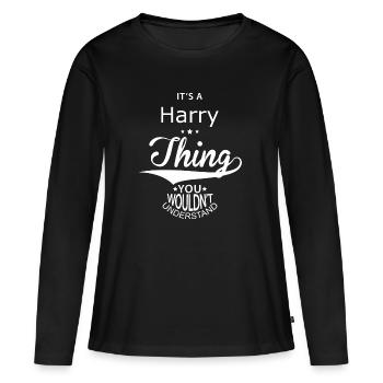 harceler - T-shirt manches longues Premium bio Femme - noir - Devant - Julia (174cm)