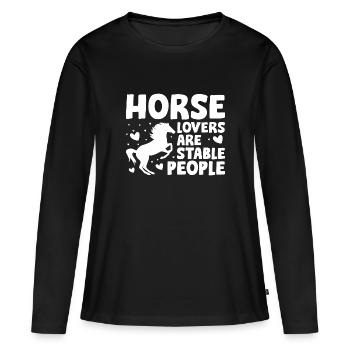 Horse Lovers Are Stable People - Women's Premium Organic Long Sleeve Shirt - black - Front - Julia (174cm)