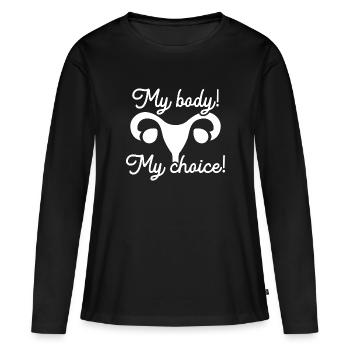 Mon corps mon choix - T-shirt manches longues Premium bio Femme - noir - Devant - Julia (174cm)