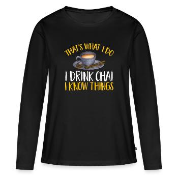 Thé Chai Masala Chai - T-shirt manches longues Premium bio Femme - noir - Devant - Julia (174cm)