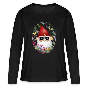 Nain de jardin avec masque incognito dans le jardin de fleurs - T-shirt manches longues Premium bio Femme - noir - Devant - Julia (174cm)