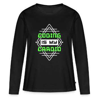 Développeur Script de code Développeur Web - T-shirt manches longues Premium bio Femme - noir - Devant - Julia (174cm)