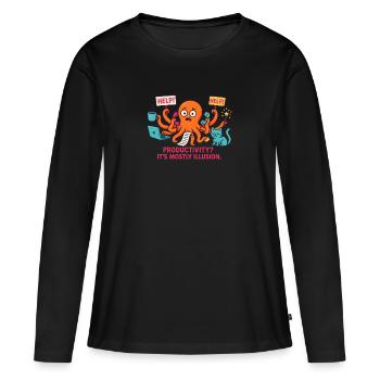 Multitasking octopus – productivity is an illustration - Women's Premium Organic Long Sleeve Shirt - black - Front - Julia (174cm)