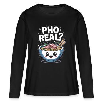 Pho Vraie soupe vietnamienne Pho - T-shirt manches longues Premium bio Femme - noir - Devant - Julia (174cm)