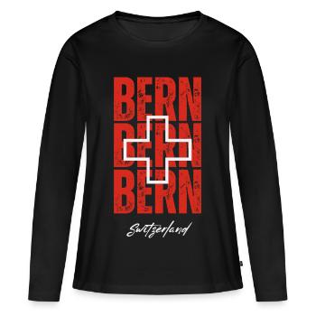 J’aime Berne, souvenir de Berne - T-shirt manches longues Premium bio Femme - noir - Devant - Julia (174cm)