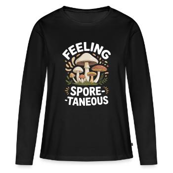 Sentiment sporé-tanéeux Drôle de mycologie - T-shirt manches longues Premium bio Femme - noir - Devant - Julia (174cm)