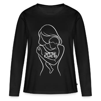Mama 2026 – Einzigartige Bindung - Frauen Premium Bio Langarmshirt - Schwarz - Vorne - Julia (174cm)