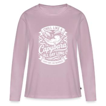 Capybara Chilling All Day - Women's Premium Organic Long Sleeve Shirt - dusky pink - Front - Julia (174cm)