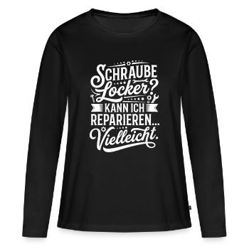 Vis desserrée ? Peut-être une réparation - T-shirt manches longues Premium bio Femme - noir - Devant - Julia (174cm)