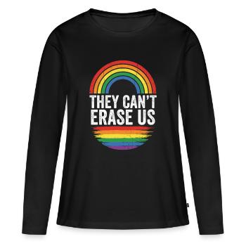 Mois de la fierté LGBTQ - Ils ne peuvent pas nous effacer - T-shirt manches longues Premium bio Femme - noir - Devant - Julia (174cm)