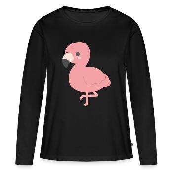Charme clipart de flamant rose - T-shirt manches longues Premium bio Femme - noir - Devant - Julia (174cm)