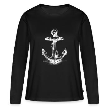 Ankeremblem Vintage Nautical - Frauen Premium Bio Langarmshirt - Schwarz - Vorne - Julia (174cm)