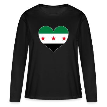 Cœur de Syrie avec drapeau syrien de la liberté - T-shirt manches longues Premium bio Femme - noir - Devant - Julia (174cm)