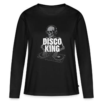 DJ Disco King Skeleton - Frauen Premium Bio Langarmshirt - Schwarz - Vorne - Julia (174cm)
