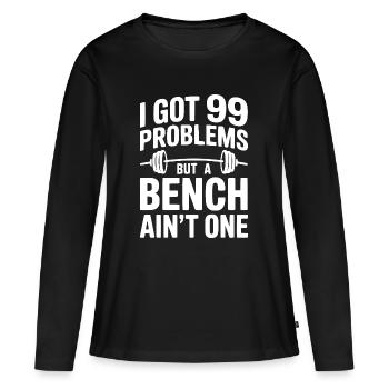 J’ai 99 problèmes mais un banc n’en fait pas partie - T-shirt manches longues Premium bio Femme - noir - Devant - Julia (174cm)