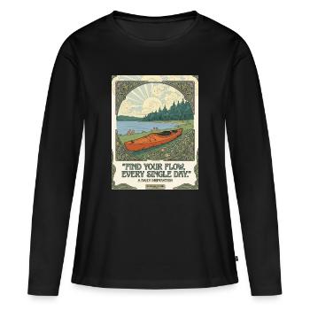 Finding Flow Daily: Kajak-Poster - Frauen Premium Bio Langarmshirt - Schwarz - Vorne - Julia (174cm)