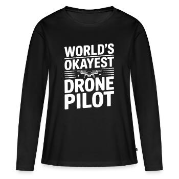 Le pilote de drone le plus correct du monde - T-shirt manches longues Premium bio Femme - noir - Devant - Julia (174cm)