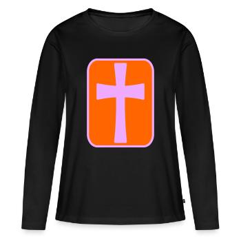 Kreuz - Frauen Premium Bio Langarmshirt - Schwarz - Vorne - Julia (174cm)